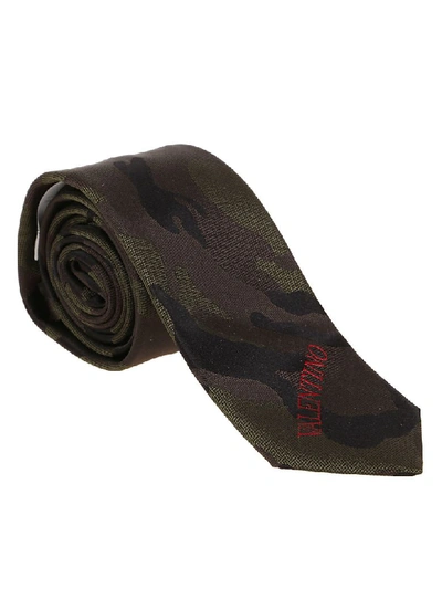 Shop Valentino Ties Yarn Dyed In Camou Army Rosso