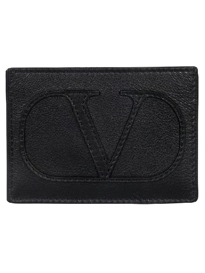 Shop Valentino Logo Cardholder In Black