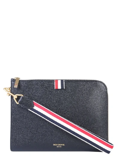 Shop Thom Browne Leather Pouch In Nero