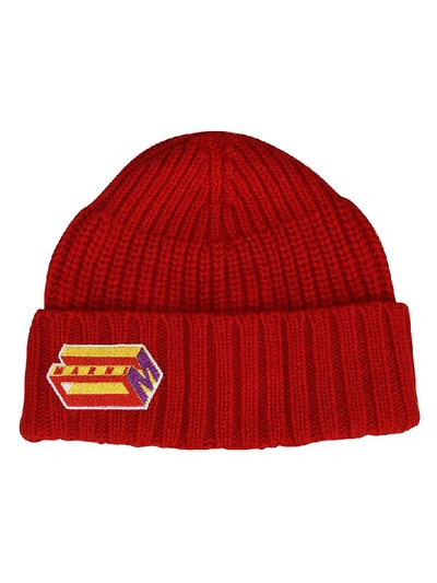 Shop Marni Knitted Beanie In Rosso