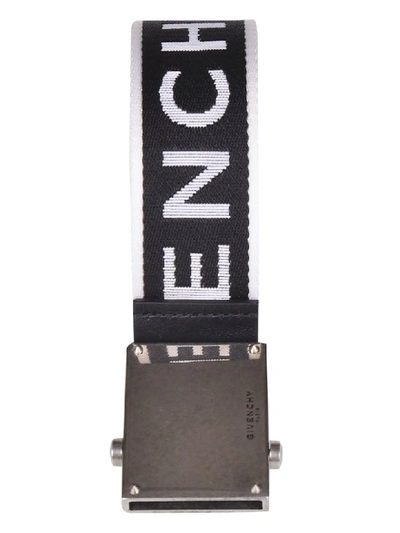 Shop Givenchy Logo Strap Belt In Black/white