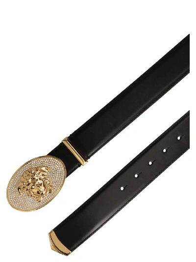 Shop Versace Medusa Belt In Black