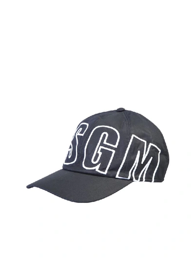 Shop Msgm Branded Baseball Hat In Black