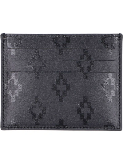 Shop Marcelo Burlon County Of Milan Logo Print Leather Card Holder In Black