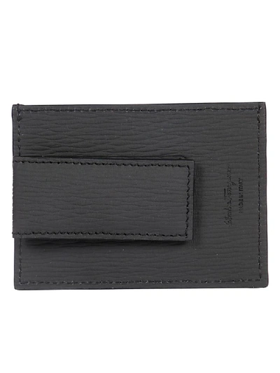 Shop Ferragamo Mn Leather Card Holder In Lead Grey