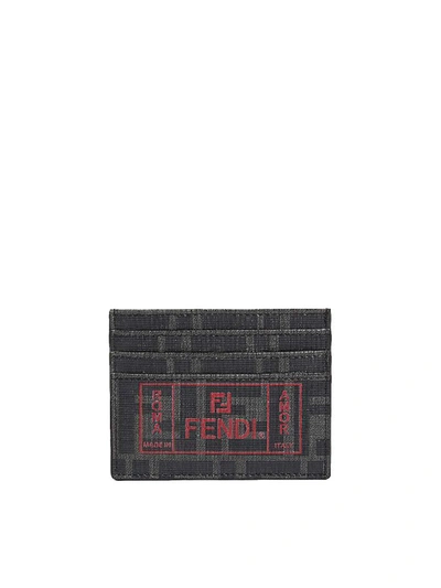 Shop Fendi Business Card Holder In N Black Red Palladio