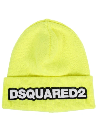 Shop Dsquared2 Logo Beanie In Yellow