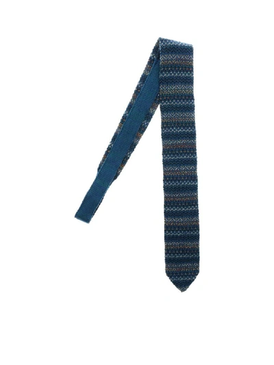 Shop Missoni Silk And Wool Tie In Blue