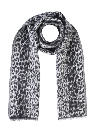 Shop Saint Laurent Etole Leopard Scarf In Nero