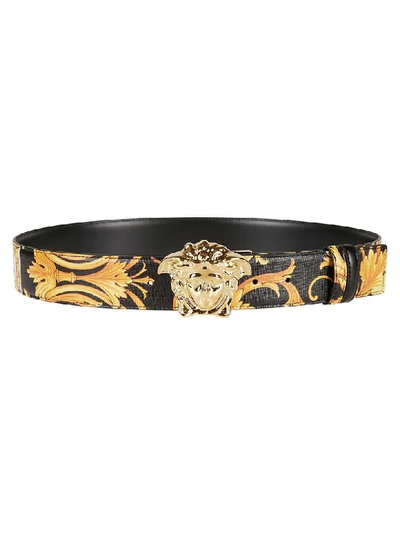 Shop Versace Medusa Buckled Belt In Black