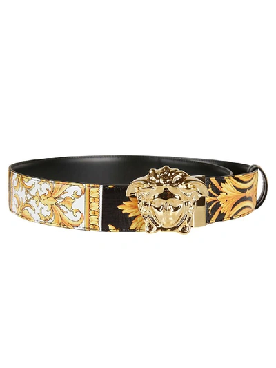 Shop Versace Medusa Buckled Belt In Black