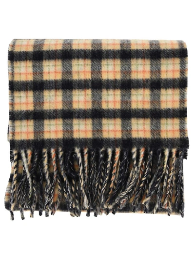 Shop Gucci Gg Wool Scarf In Blue + Check