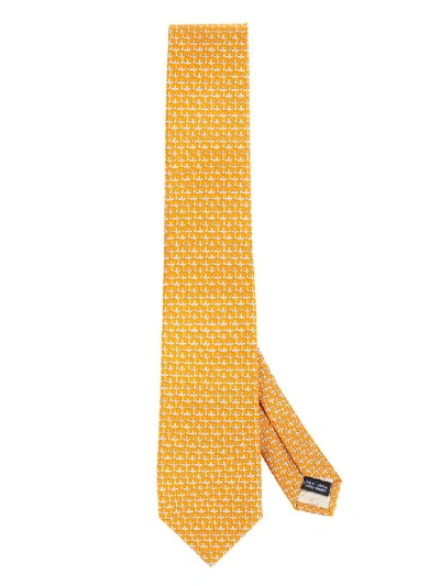 Shop Ferragamo Silk Tie In Arancio
