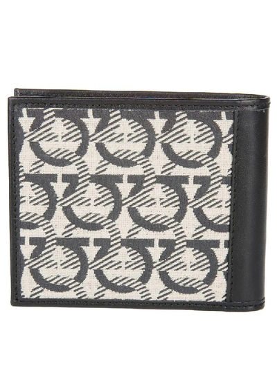 Shop Ferragamo Gancini Bi-fold Wallet In Beige-black