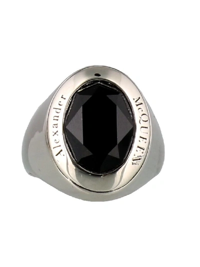 Shop Alexander Mcqueen Logo Ring In Silver