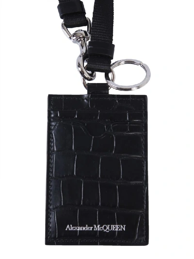 Shop Alexander Mcqueen Leather Card Holder In Nero