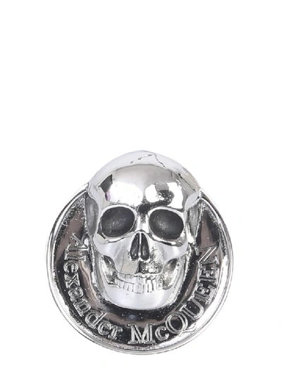 Shop Alexander Mcqueen Ring With Skull In Argento