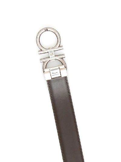 Shop Ferragamo Reversible Double Gancio Belt In Black (black)