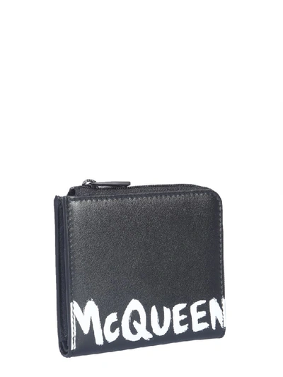 Shop Alexander Mcqueen Wallet With Logo In Nero