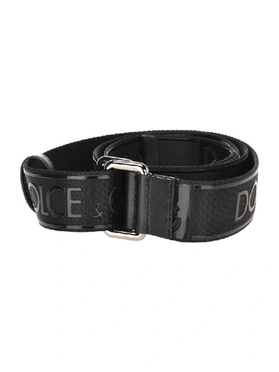 Shop Dolce & Gabbana Fabric Logo Belt In Black