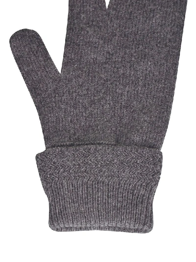 Shop Maison Margiela Ribbed Gloves In Grey