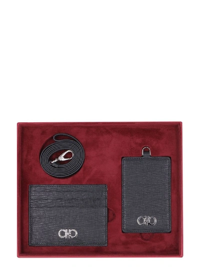 Shop Ferragamo Set Of Two Leather Card Holder In Multicolor