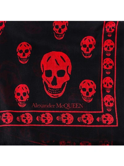 Shop Alexander Mcqueen Foulard Skull Scarf In Red