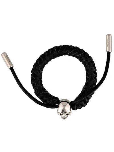 Shop Alexander Mcqueen Medall Braided Bracelet In Black