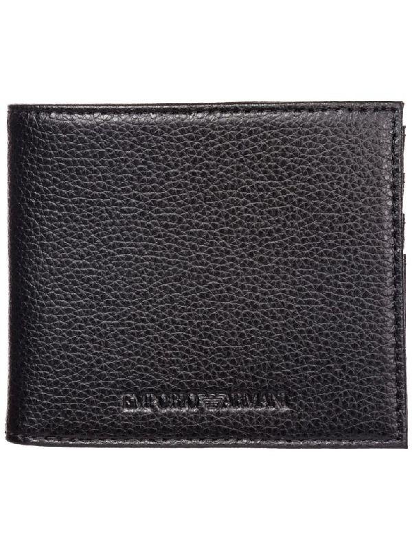 Emporio Armani Men&#39;s Wallet Leather Coin Case Holder Purse Card Bifold In Black | ModeSens
