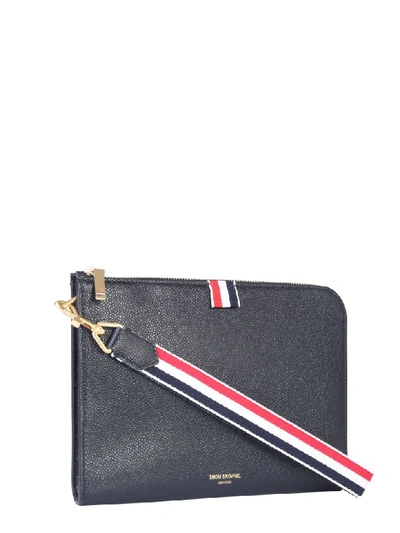 Shop Thom Browne Leather Pouch In Nero