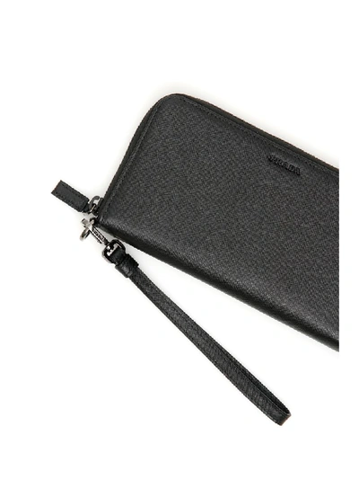 Shop Prada Zip-around Wallet With Wristlet In Nero (black)