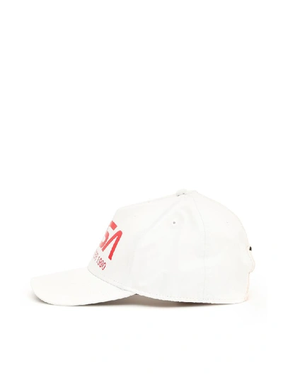 Shop Heron Preston Nasa Baseball Cap In White Red (white)
