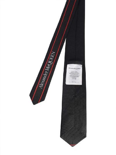 Shop Alexander Mcqueen Tie With Logo Band In Nero