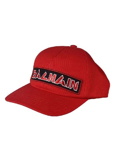 Shop Balmain Logo Cap In Red