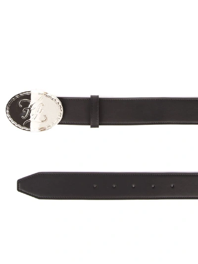 Shop Fendi Embossed Logo Buckle Black Leather Belt