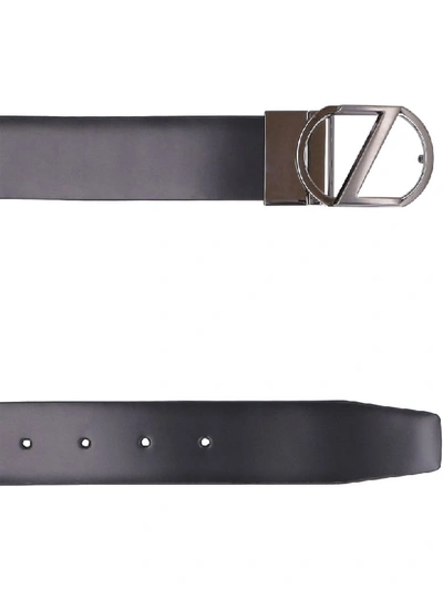 Shop Z Zegna Leather Belt With Two Buckles In Black