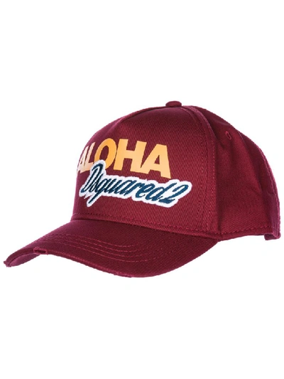 Shop Dsquared2 Aloha Baseball Cap In Bordeaux