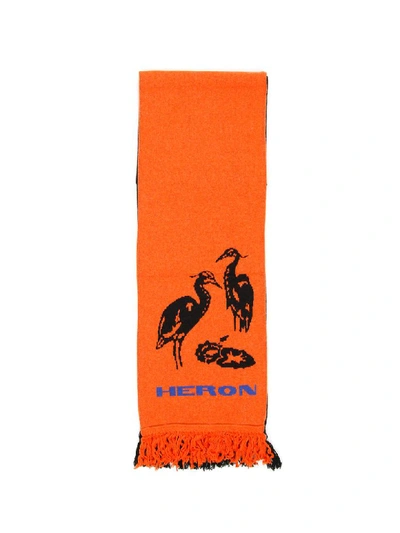 Shop Heron Preston Bicolor Scarf In Multicolor Orange (black)
