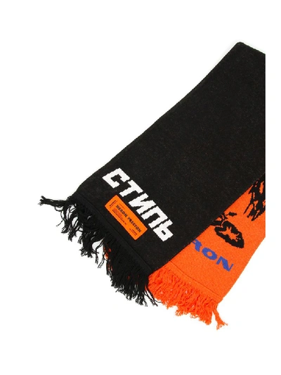 Shop Heron Preston Bicolor Scarf In Multicolor Orange (black)