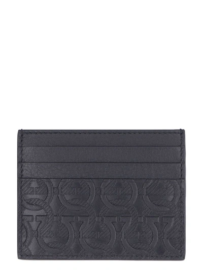 Shop Ferragamo Leather Card Holder In Black