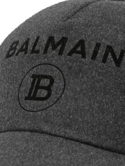 Shop Balmain Baseball Cap With Logo In Anthracite