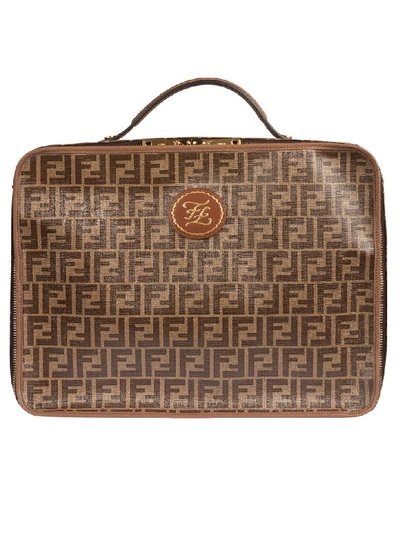 Shop Fendi Double Ff Travel Case In Brown