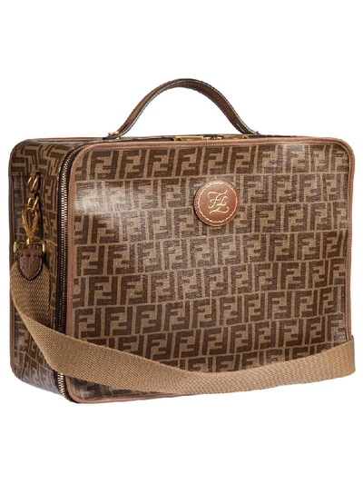 Shop Fendi Double Ff Travel Case In Brown