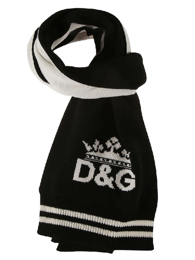 Shop Dolce & Gabbana Logo Scarf In Black/white