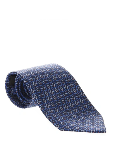Shop Ferragamo Marine Silk Gancini Printed Tie