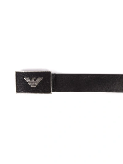 Shop Emporio Armani Black Leather Belt