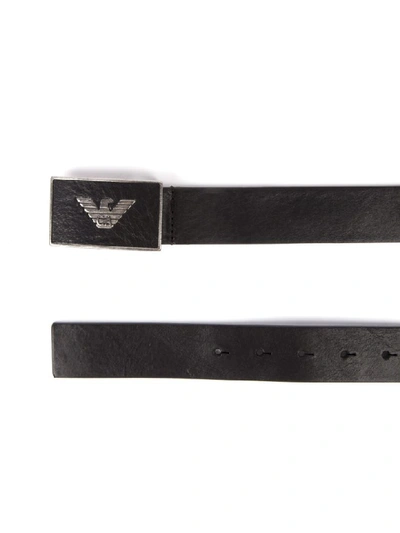 Shop Emporio Armani Black Leather Belt