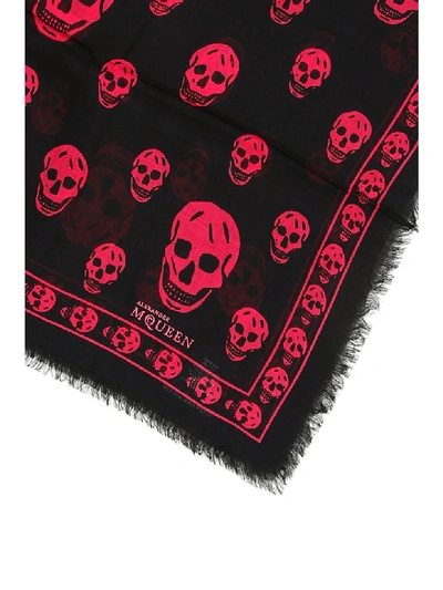Shop Alexander Mcqueen Full Skull Scarf In Black Pink (black)