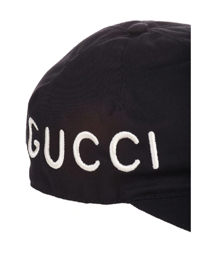 Shop Gucci Embroidered Baseball Cap In Nero