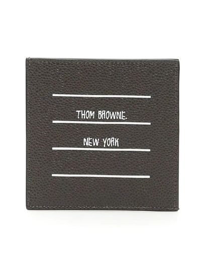 Shop Thom Browne 4-bar Label Cardholder In Charcoal (grey)